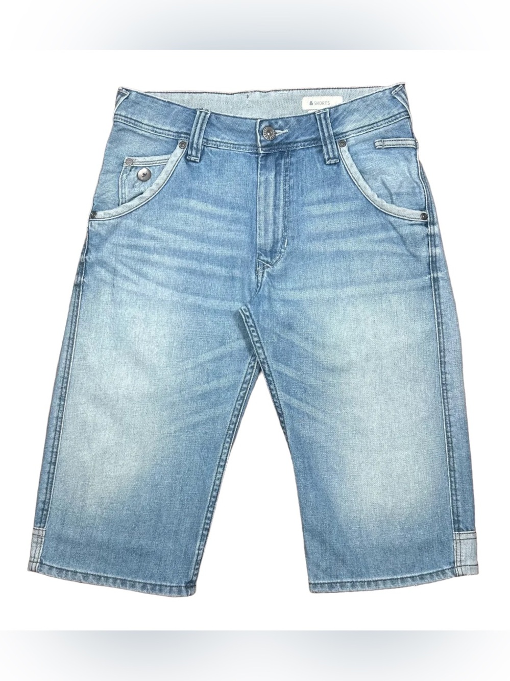 H&M Boy’s Adjustable Bermuda Two Tone Blue Summer Denim Jean Shorts Size 11-12